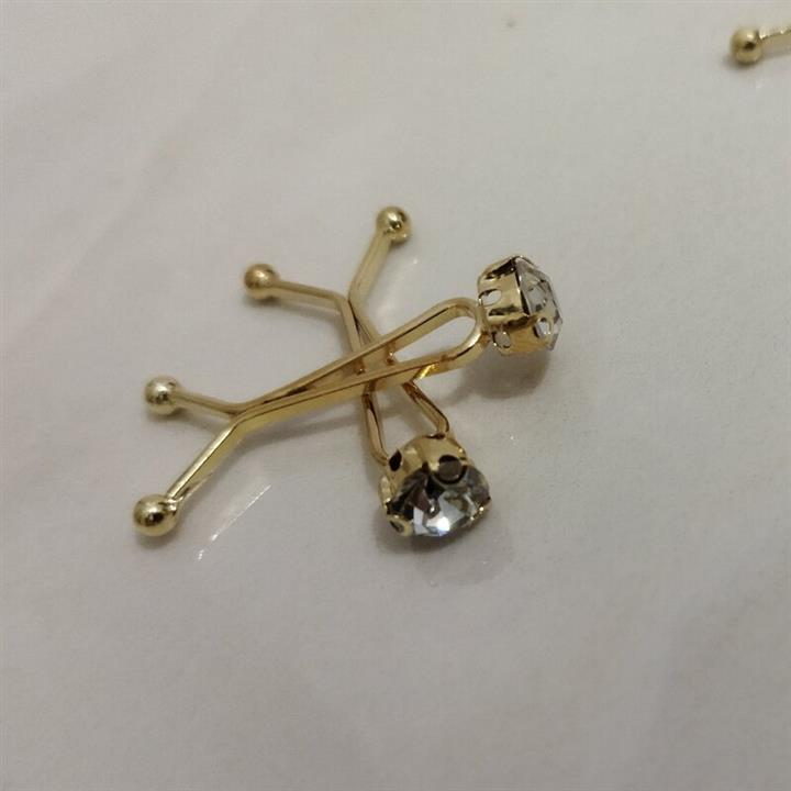 گیره روسری طلایی نگین دار ساده